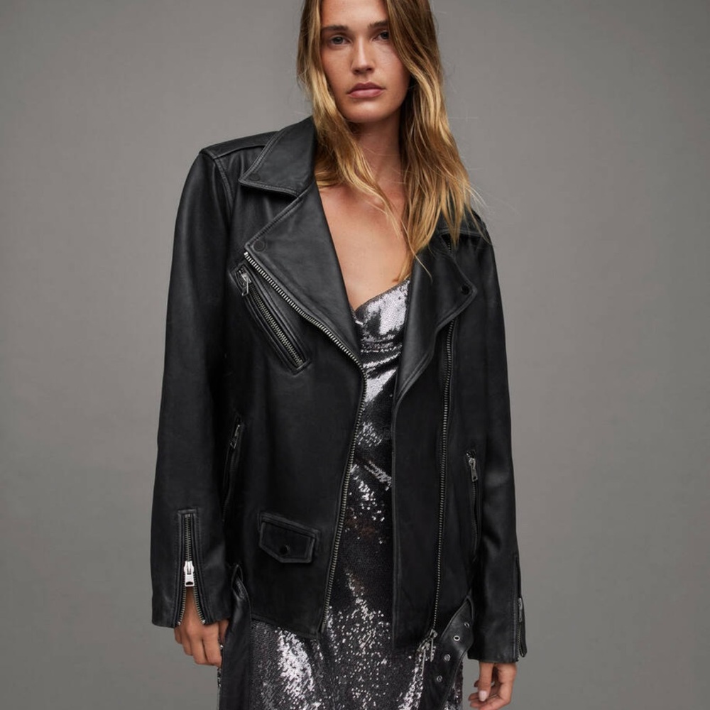 ALL SAINTS Billie Oversized Leather Biker Jacket